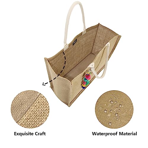 Image of Hibala Woven Large Beach Bag Straw Beach Tote Handmade Weaving Shoulder Tassel Bag Handbag