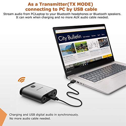 5-in-1 Bluetooth 5.0 Transmitter and Receiver (aptX LL,aptX HD,Dual Link) Audio Adapter for TV/Headphones/Home Sound Stereo System-MaedHawk X8 with 3.5mm AUX, RCA, USB, Optical