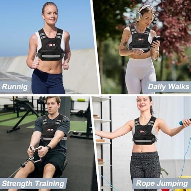 Adjustable Weighted Vest for Men and Women,04-10lb/11-20lb/20-32lb Vest with 6 Ironsand Weights for Strength Training,Body Weight Vest Exercise Set for Running, Walking and Home Workouts