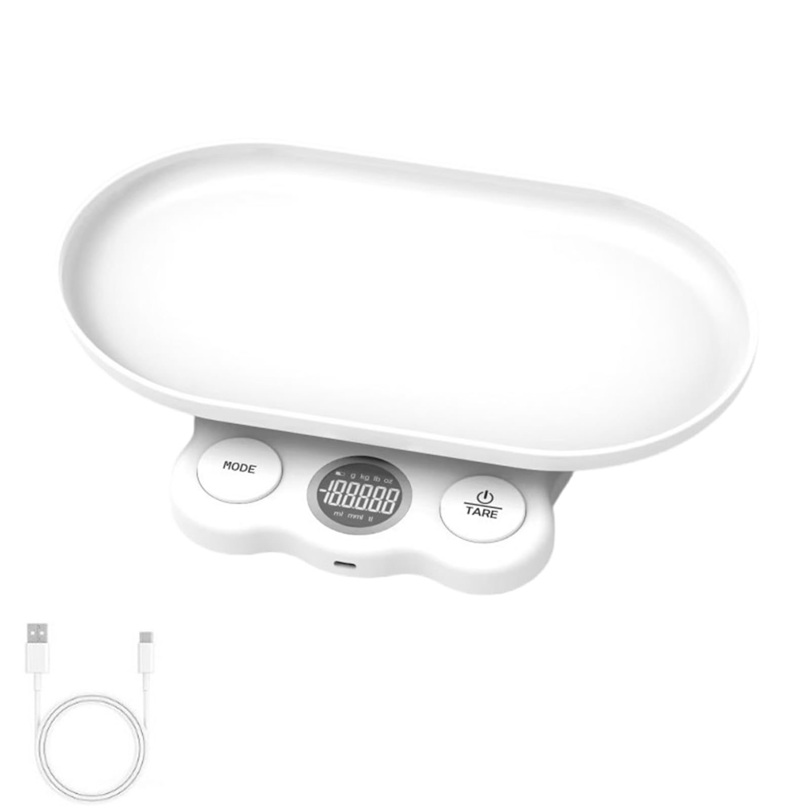 Báscula para bebés y mascotas con bandeja desmontable, función de bloqueo automático, para bebés de hasta 5 kg, con textura ABS