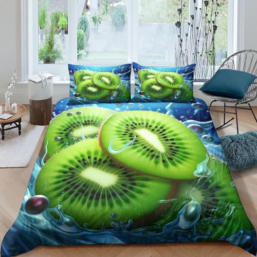 Funda nórdica de microfibra suave con estampado digital 3D kiwi premium de 3 piezas 2