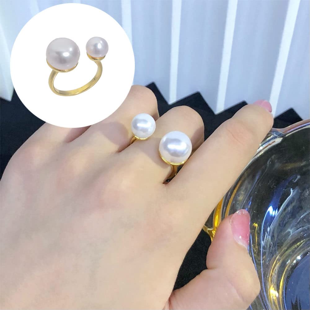 Anello In Argento Sterling 925,Anelli Regolabili Per Donna Semplice Esagerazione Anelli Per Eternità In Argento Sterling 925 Con Perle D'Acqua Dolce Fedi Nuziali Placcate Oro Anelli Di Promessa Per
