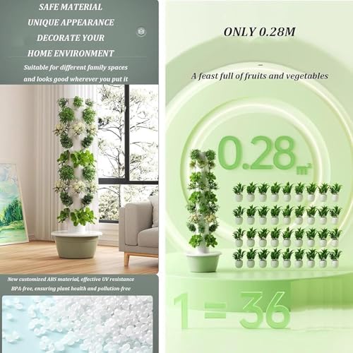 Vertical Hydroponic Tower Growing System - 9-Layer Indoor/Outdoor Garden for Herbs & Vegetables, Complete Plant Germination Kit for Home Farming and Houseplants