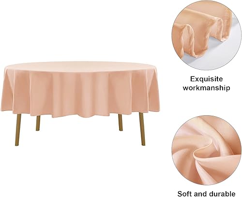 Miniatura 5 de Mantel redondo de 90 pulgadas, resistente a las manchas y a las arrugas, lavable, mantel de tela decorativa para mesa de comedor, fiestas de bufé y
