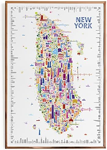 Alfalfa New York Iconic NY Poster Artwork For Home Walls – Designer Wall Art of Trendy Colorful NYC Map | City Fashion Decor Travel Posters | Maps Gift Souvenir Paper Prints For Office 27x40” Unframed