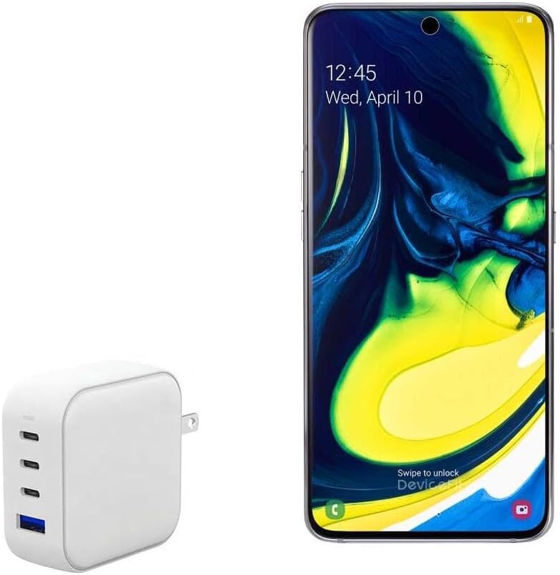 BoxWave Charger Compatible with Samsung Galaxy A51 - PD miniCube (100W), 100W 3 PD Port Wall Charger International - Winter White