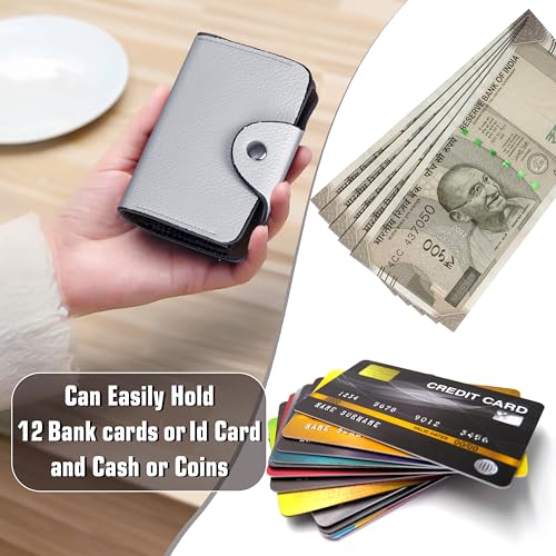 Storite 12 Slots Leather Credit Card Holder Wallet for Men & Women (10.5 x 7 x 2 cm, Grey) 9 51HFlROfZrL