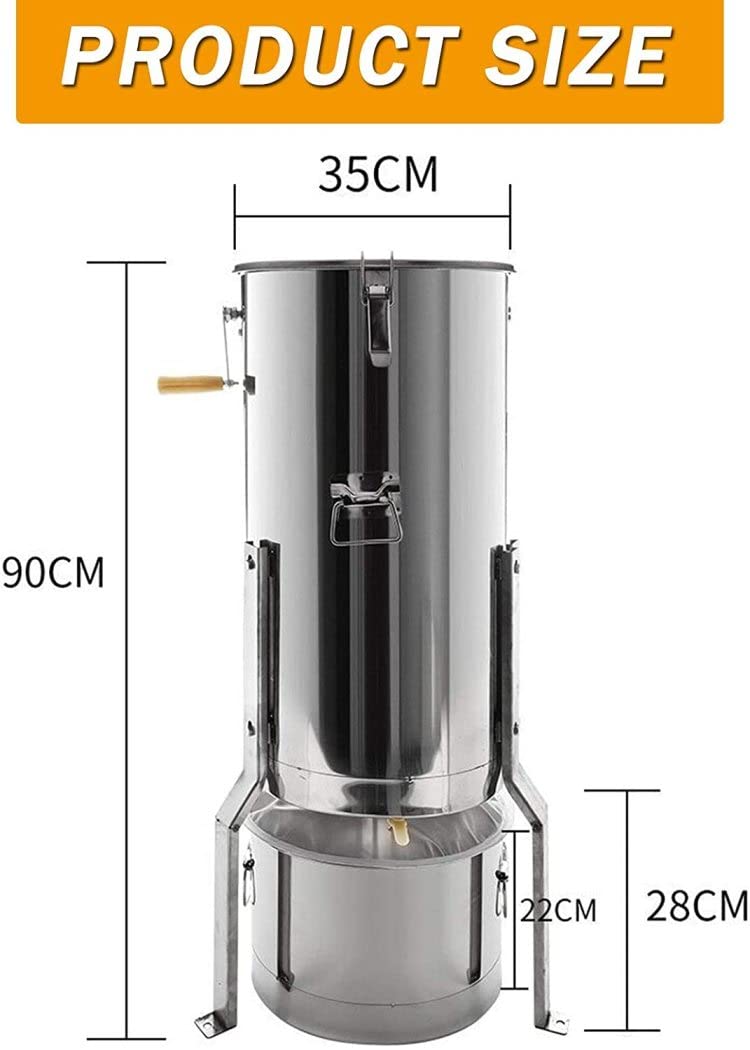 FAXIOAWA Estrattore centrifugo per Miele, estrattore Manuale per Miele a 2 telai con Supporto, Filtro, Strumento per la separazione del Miele con scuotitore per Apicoltura di Grandi Dimensioni