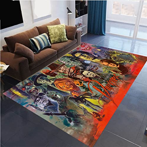 LFRAQY Alfombras de Personajes de películas de Terror, Alfombra de Sala de Estar de Dormitorio, Alfombrilla de Suelo de Halloween, alfombras Antideslizantes, Alfombrilla de Puerta de 160x280cm