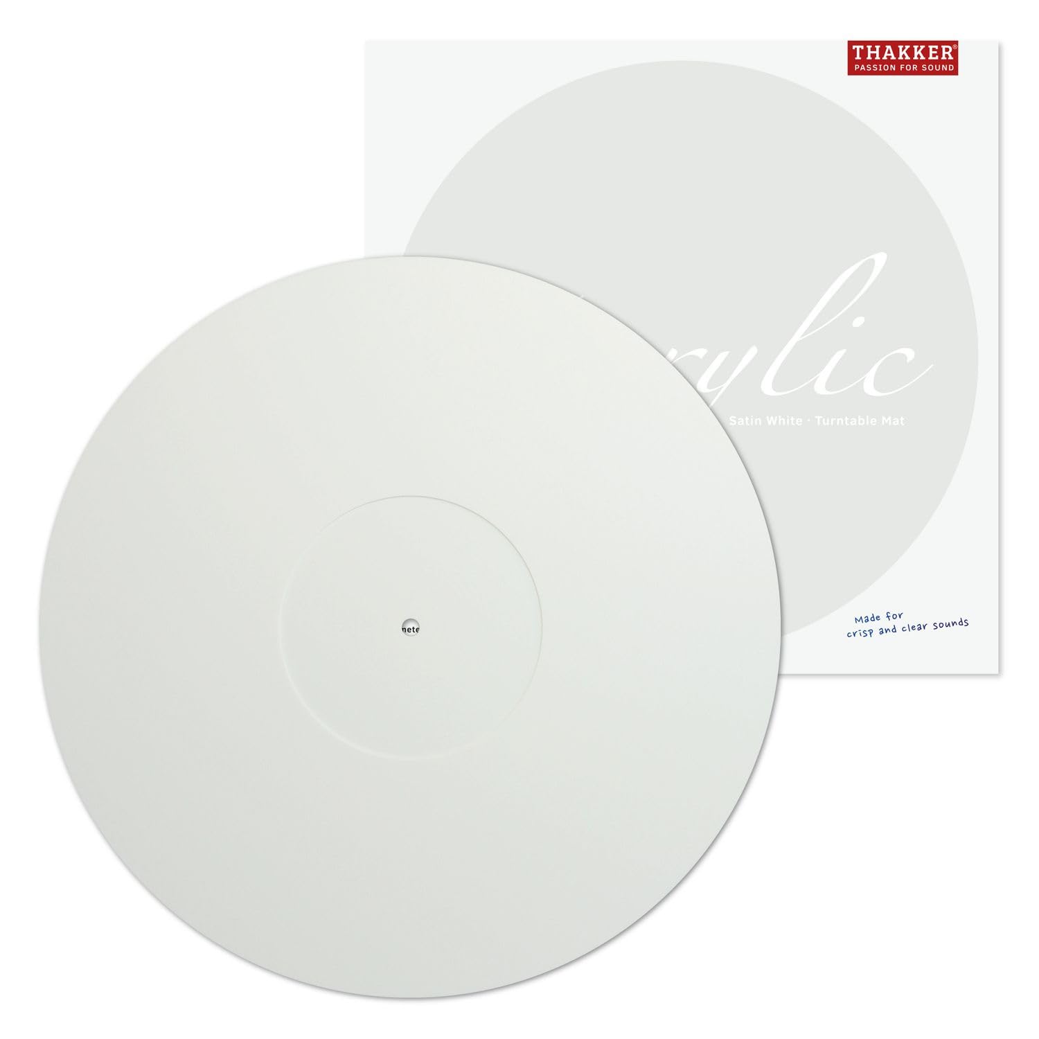 THAKKER Acrylic Mat Satin White - Soporte para giradiscos de Cristal acrílico Satinado - Blanco | 300 mm de diámetro | para giradiscos de 12