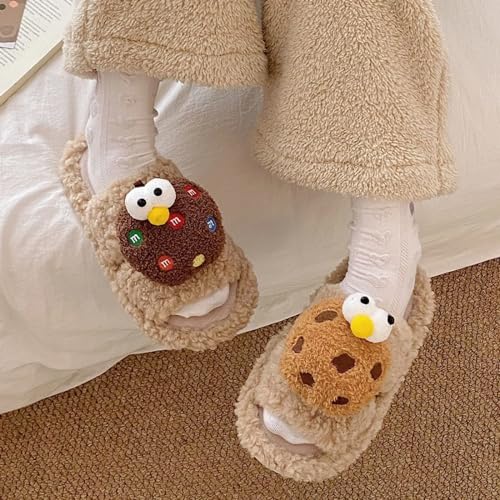 LilRoot Cute Cartoon Fuzzy Slippers for Winter Funny Cookie Fluffy Slippers Warm Soft Memory Foam Non-Slip Slippers for Women Lounging2