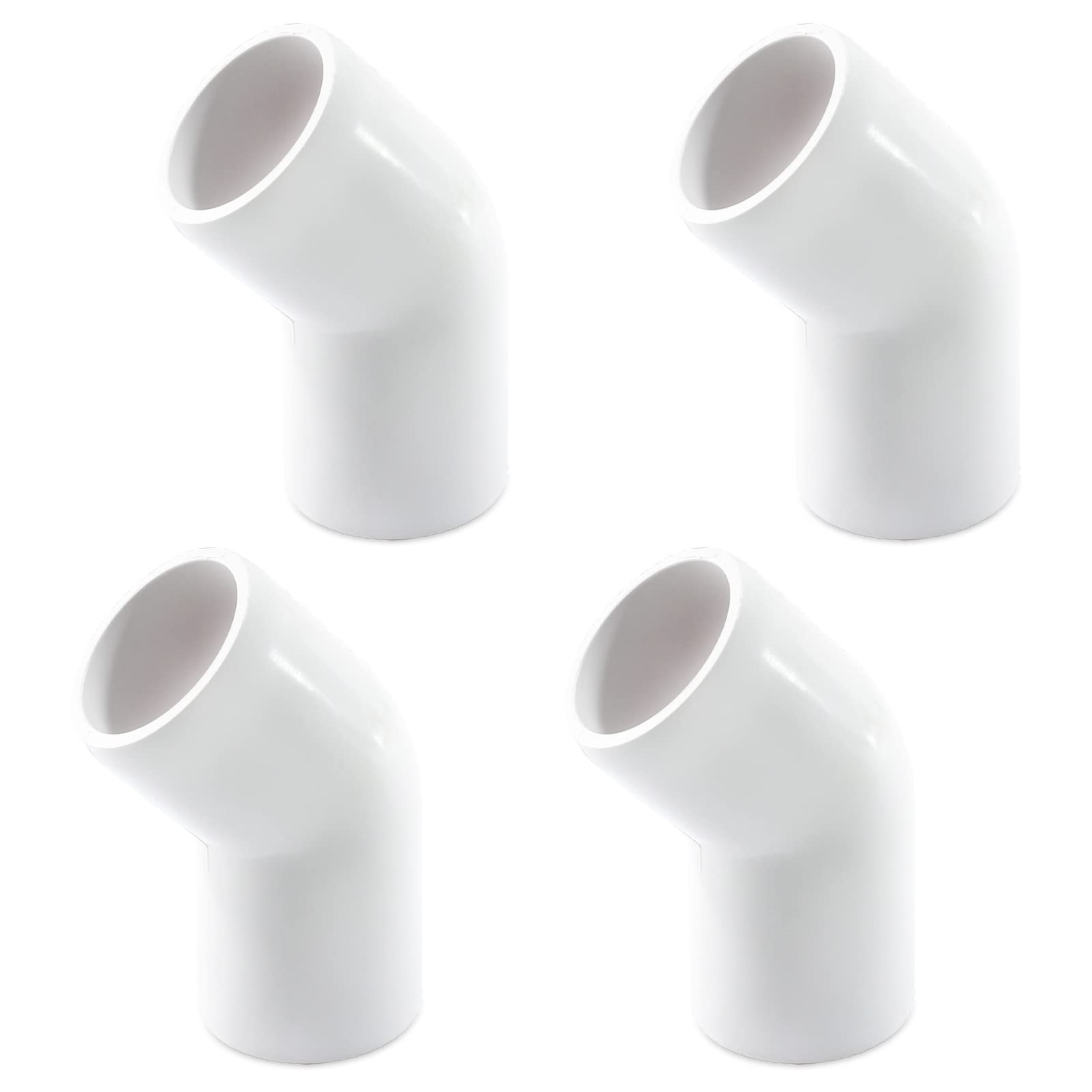 Bivethoi 4Pcs 2 Way PVC Fitting 3/4", 45 Degree Elbow Plumbing Pipe Building Furniture Fitting Connector