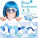 rookea Blue Bob Wig Star Sunglasses Hair Cap Pack for Women, Neon Colored Bob Wigs Party Fancy Hairpieces for Birthday Bachelor Princess Christmas Party Music Festival Stage Photography Fashion Show