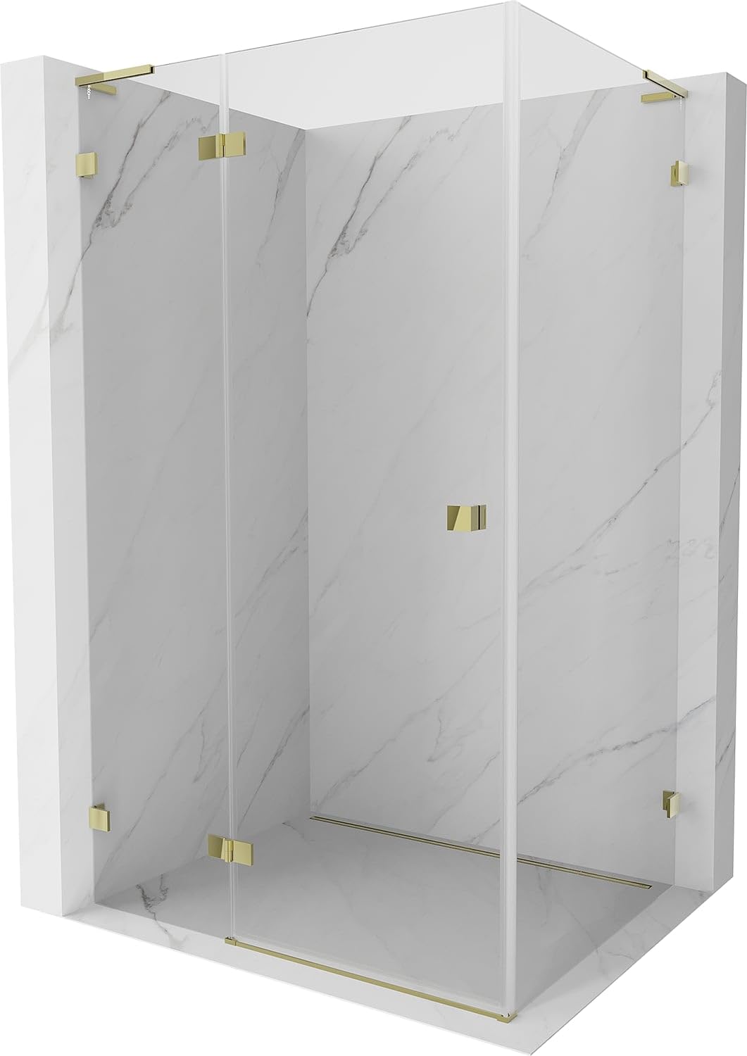 Mexen Lunar L Box Doccia Porta Battente Sinistra 75x80 Trasparente Oro
