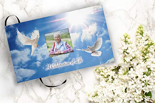 Image of Holy Dove Photo Funeral Guest Book for Memorial Service and Celebration of Life Guest Book for Memorial Service - Beautiful & Vibrant Sign in Book for Funeral