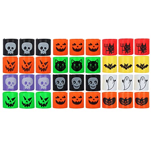 YAAVAAW 36 Piezas Mini Muelles Antiestrés de Halloween,Pequeños Regalos para Niños,Colores Brillantes Formas Brillantes Regalos para Fiestas,Juguetes Educativos,Rellenos de Calcetines de Piñata