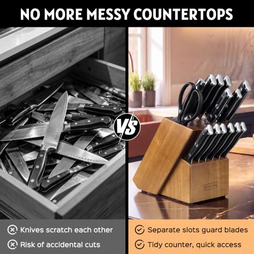 Image of PAUDIN 16-PC Knife Block Set,German 1.4116 High Carbon Stainless Knife Set