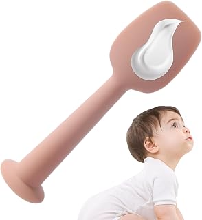 Misaakoeq Spátula para bebés para crema de pañales, espátula de tope de bebé - Copa de succión Spátula de crema de tala de pañales,Herramienta de bálsamo de silicona para el cuidado de la erupción y