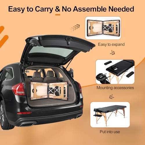 Image of 72.8'' Professional Massage Tables Portable Lightweight Massage Bed with Bag, 12 Height Adjustable Esthetician Bed Memory Foam Foldable Massage Table Premium Spa Tattoo Bed, Black
