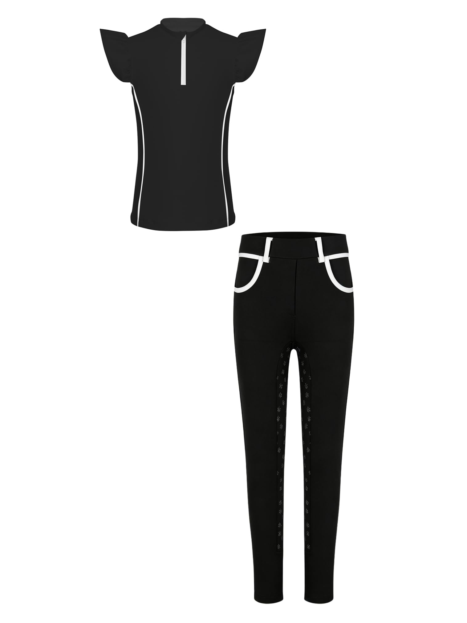 FEESHOW Bambina Tuta Da Allenamento Corsa Yoga Maglietta Zip Metà Hip Hop | Manica A Sbuffo,Traspirante,Stiro,Viaggio,Danza Moterna,Pattinaggio,Workout,Fitness,Ciclismo,Latino,Jogging,Palestra