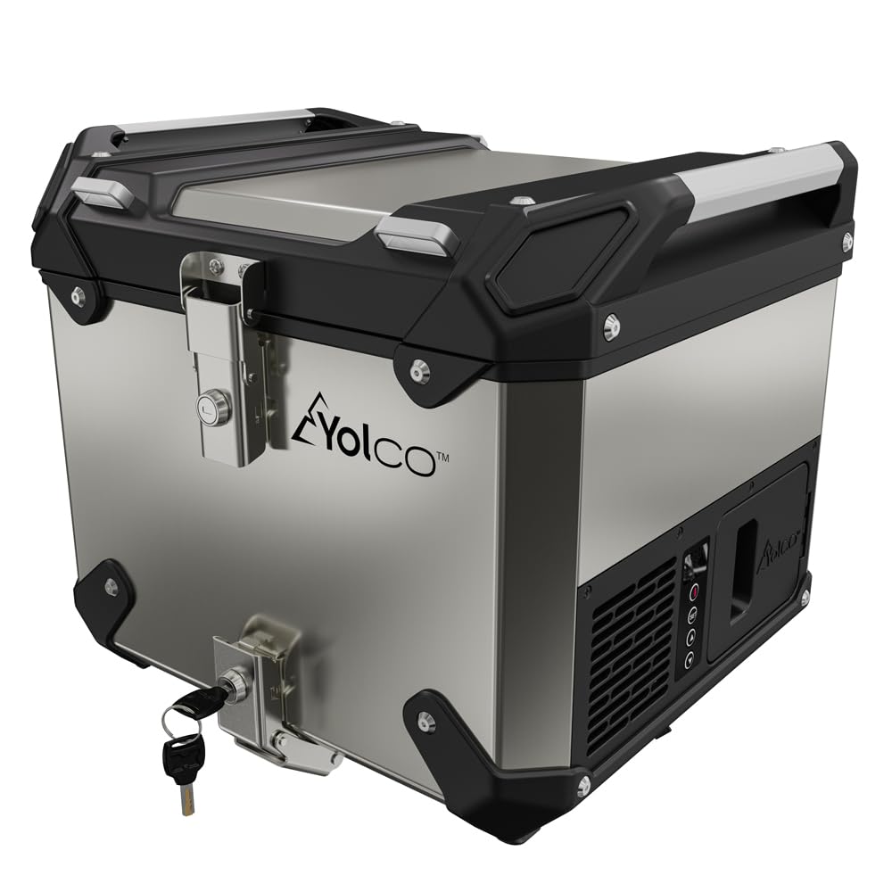 Yolco MCX17 Silver motocyklowa lodówka turystyczna Top Case – 17 l kompresorowa lodówka, -20°C, sterowanie za pomocą aplikacji, 12/24 V i 230 V