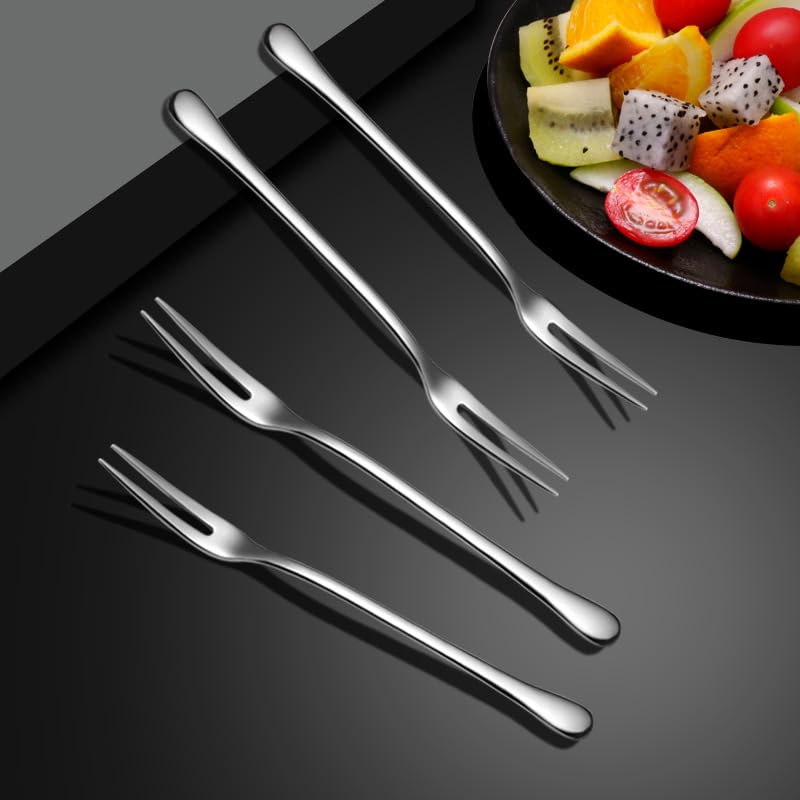 ONUIFIKE Silverware Set, 5/20/30/40/50/60 Pieces Thickened 304 Stainless Steel Fruit Forks Creative Home Salad Cake Dessert Forks, Home Cutlery Flatware Set(12Set-60Pcs)