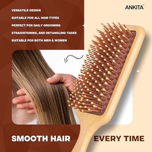Image of ANKITA Wooden Finish Mini Paddle Hair Brush by Chhavi Creation (AP-144W)