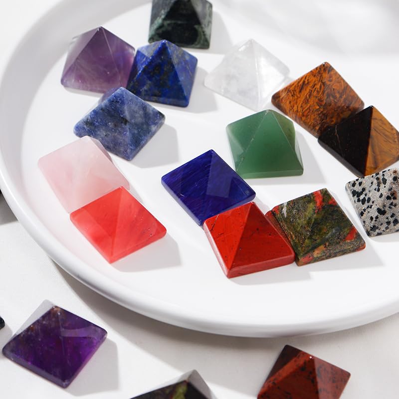 Namzi 2 Pieces of Pink Natural Crystal Stone Pyramid feng Shui Tower Seven Star Array Ornament Desktop 2cm Crystal Stone Decoration Ornament