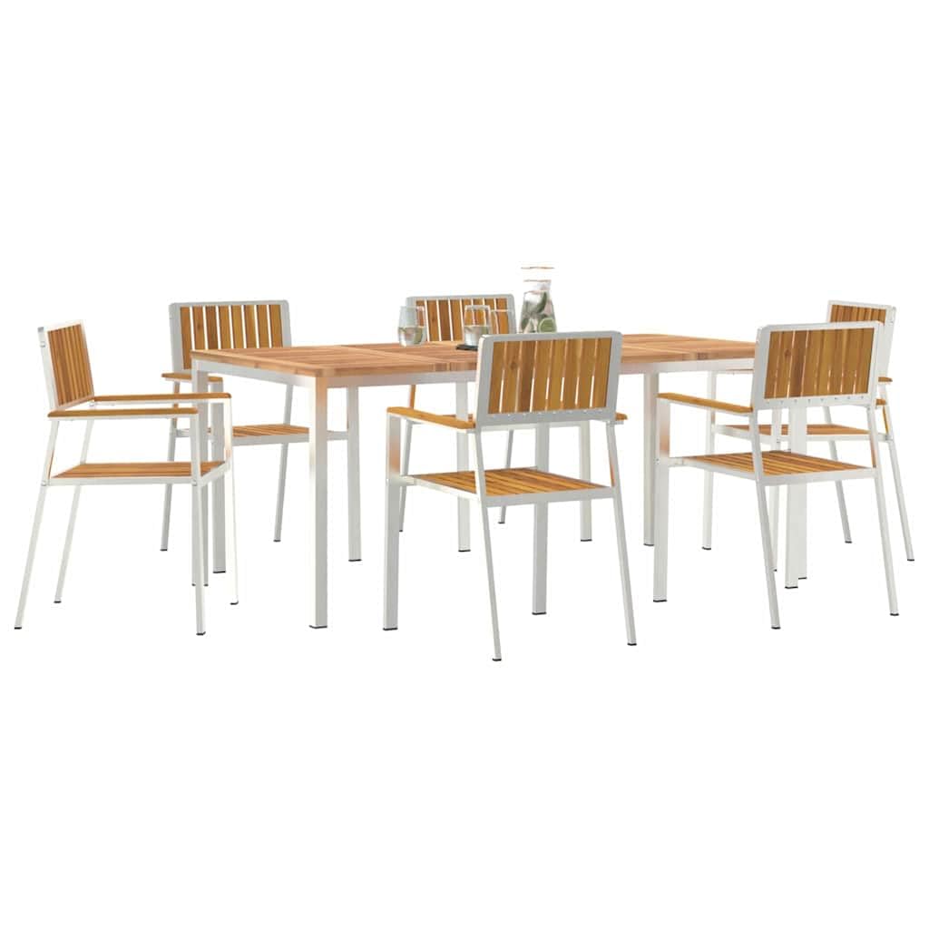 Table de jardin pliable en bois d'acacia massif, 180 x 90 x 75 cm, avec 6 chaises, robuste, résistante aux intempéries, pour jardin, terrasse, balcon
