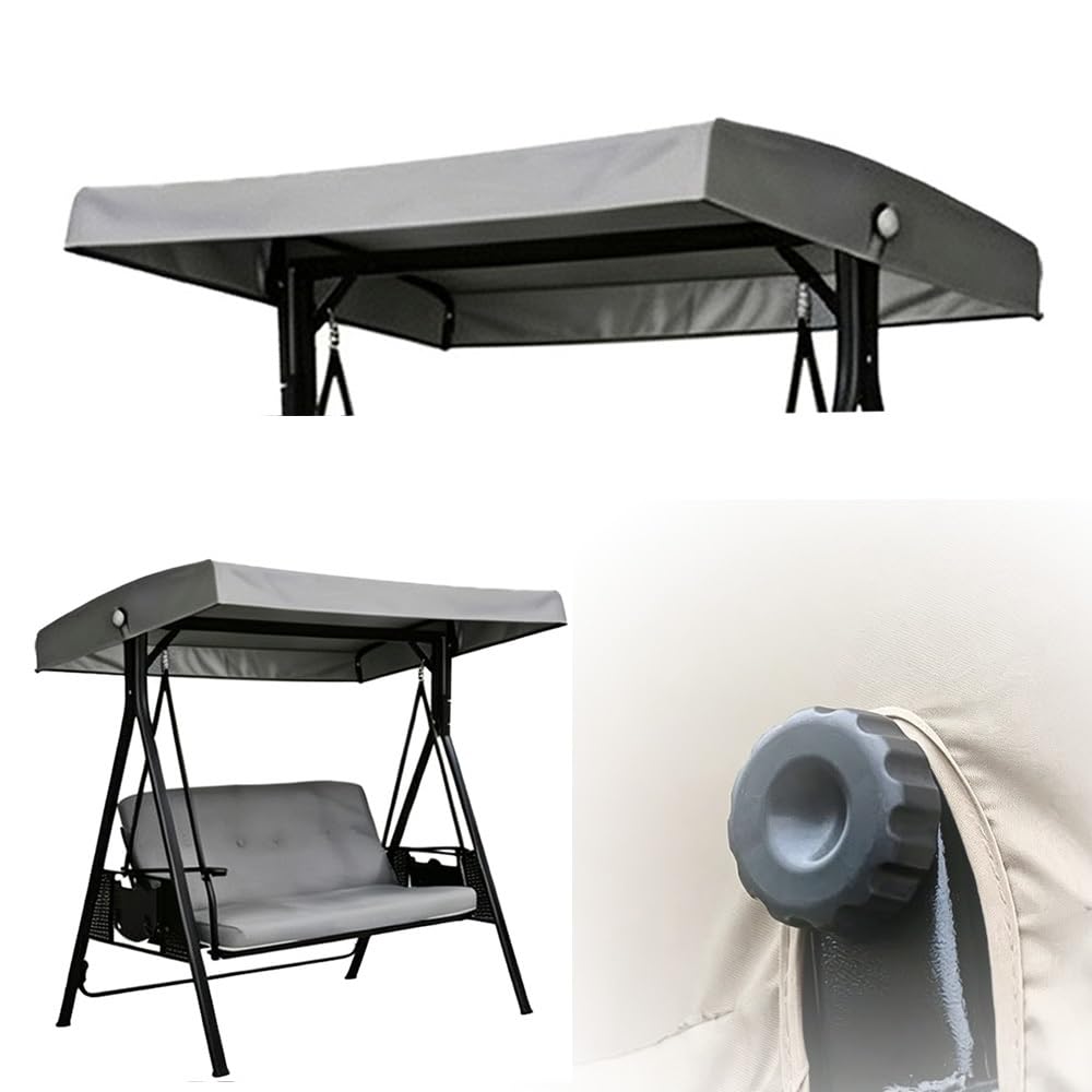 SMCMGECEUZ 75x47in Patio Swing Canopy Cover Waterproof Swing Canopy Replacement Top, Outdoor Porch Swing Cover Windproof Replacement Canopy For Garden Hammock(Dark Gray)