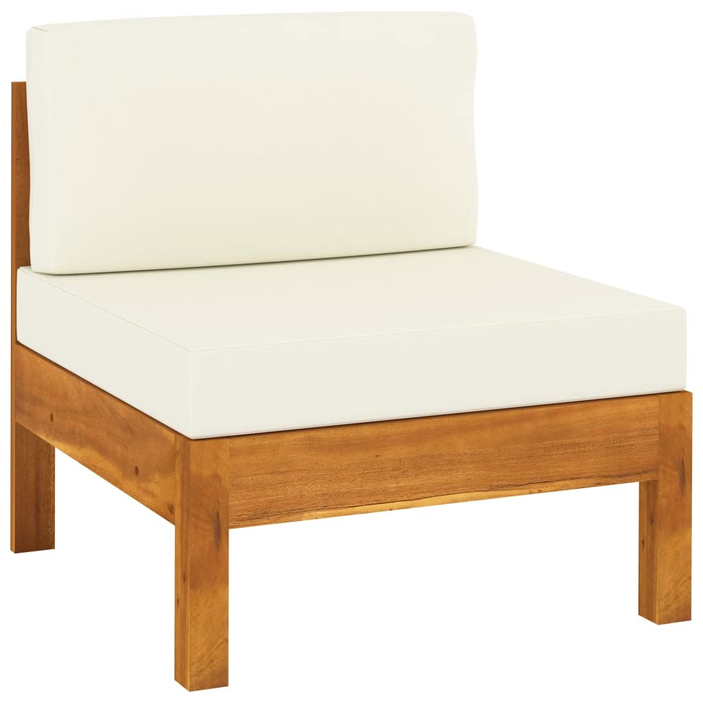 10-częściowy zestaw wypoczynkowy ogrodowy, lite drewno akacjowe, kremowo-białe poduszki, stół 100 x 60 cm, wytrzymała sofa outdoorowa na taras, balkon, werandę