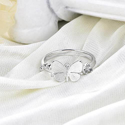 JO WISDOM Butterfly Ring,925 Sterling Silver Butterfly Jewelry for Mom Animal Statement Promise Engagement Wedding Ring for Women4