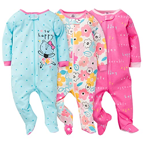 Image of Gerber Baby Girls' 3-Pack Sleep 'N Play