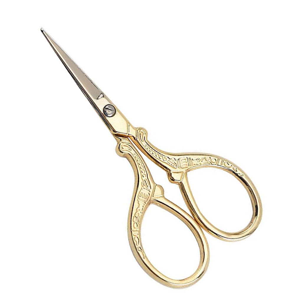 Embroidery Scissors, Sewing Scissors, Thread Cutting Scissors, Small Handicraft Scissors, Stainless Steel, Good Cutting Performance, DIY, Sewing Tools, For Handicrafts, Easy to Handle, Vintage (Gold) 