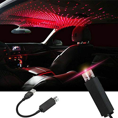 DotCom Bending ly Portable USB Car Interior Star Projector Night Light - Atmospheres Decoration (Red, Black, Metal, Pack of 1)