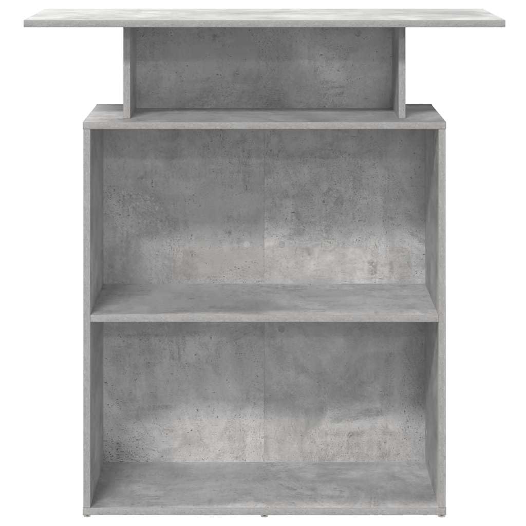 Banco reception, grigio cemento, 100 x 40 x 104 cm, materiale in legno, robusta scrivania per ufficio, hotel, salone, scrivania per computer versatile
