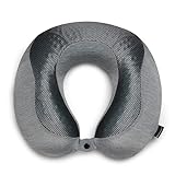 Brookstone Cool Touch Memory Foam Head and Neck Travel Pillow for Vacations, Airplanes, Trains, Buses, and Cars, Dark Grey