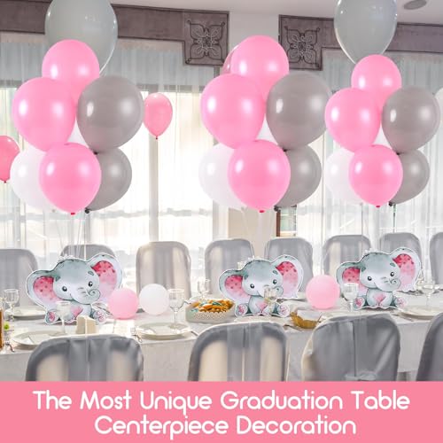 Image of 4 Sets Elephant Baby Shower Balloon Stand Kit for Tables Elephant with Balloon Centerpieces Party Decor for Girls 3D Table Decoration for Kids Party Baby Shower Photo Props Supplies
