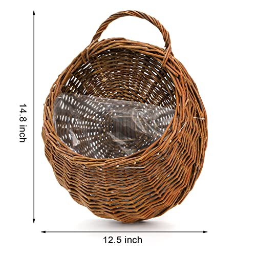 Foraineam Handmade Woven Hanging Basket, Natural Wicker Storage Basket Wall Hanging Flower Pot, Rattan Hanging Planter Container For Home Garden Wedding Wall Decorations thumb #4