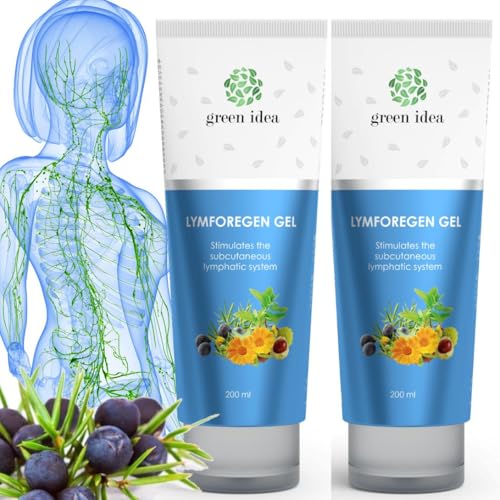 Green idea - Drenaje linfatico – LYMFOREGEN Gel - Estimula el sistema linfático con 15 hierbas y aceites esenciales – Lipedema - Piernas cansadas - Presoterapia (400 ml)
