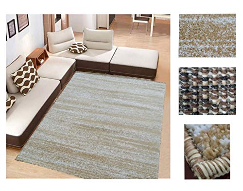 Comercial Candela Alfombra de Salón Frise Pelo Largo Tupido Moderno Jaspeado Color (Beige, 184_x_260 CM)