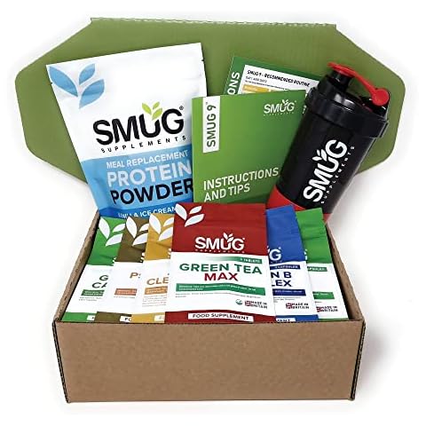 9 Day Diet and Detox Package by SMUG Supplements - Weight Loss Plan with Green Tea, Garcinia Cambogia, Active Blend, Aloe Vera, Psyllium Husk and Low Calorie Protein Shake Powder (Vanilla) Cover
