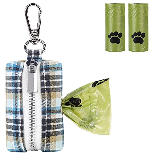 Image of Lionet Paws Cute Dog Poop Bag Holder with Dog Poop Bag for Leash, Cotton LightBlue Dog Bag Dispenser, Matching Dog Collar