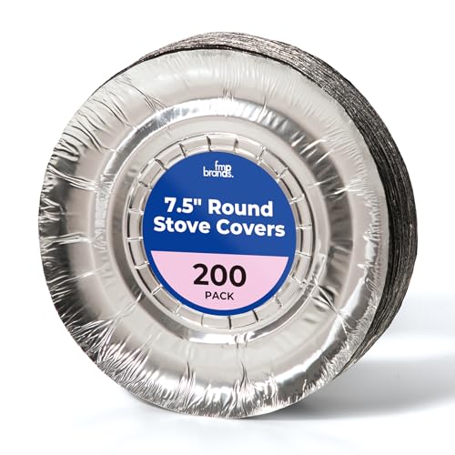 FMP Brands [200 Pack] Aluminum Foil Stove Burner Covers 7.5 Inch - Disposable Round Liner for Kitchen Stovetop, Electric Stoves Bib Liners, Cooktop Replacement Guard, and Gas Range Protectors