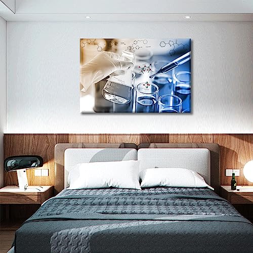 Image of TUMOVO Home Decor Clinical Laboratory Poster Canvas Paintings Wall Art 1 Pieces Medical Bedroom Decor Wall Art Young Scientist Canvas Wall Art Framed Ready to Hang, 24 inch Wx36 H