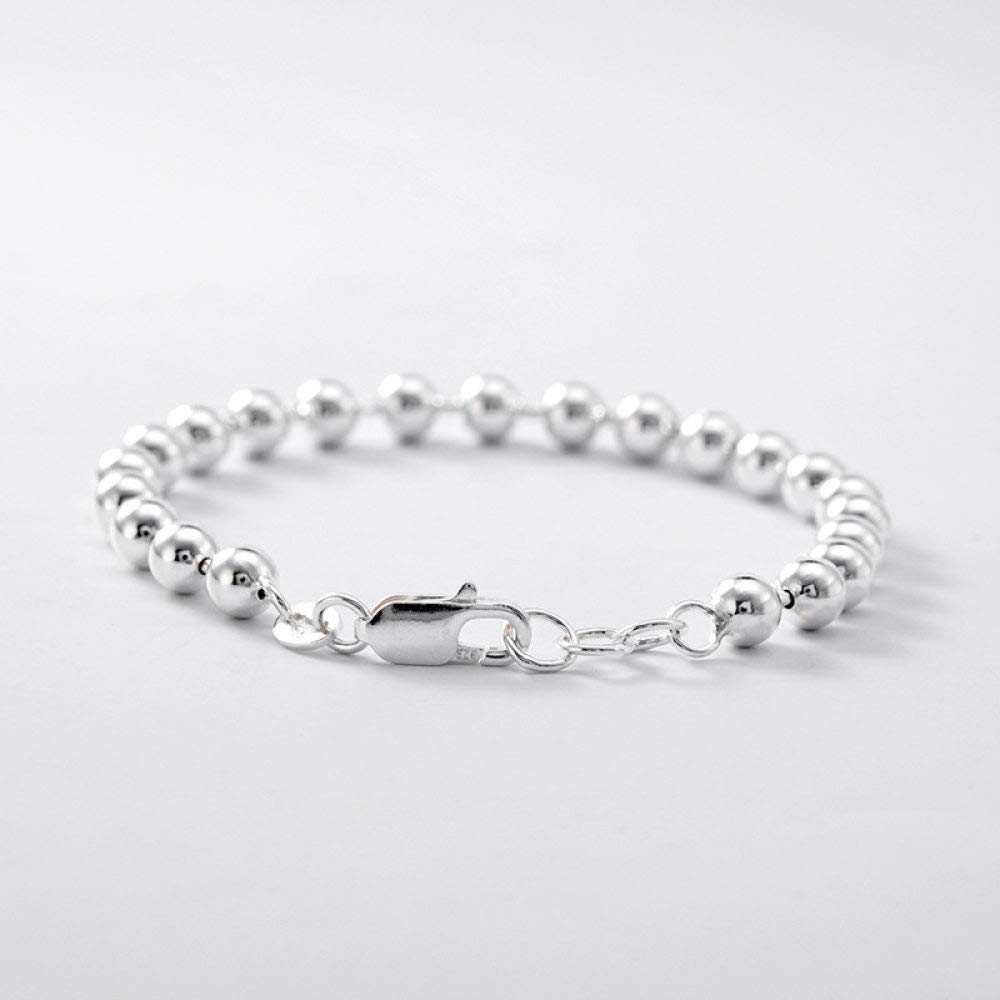 Girls Accessories Bracciale in Argento Sterling 925 Vintage per Donna Perline Rotonde Lucide semplici Fascino Classico per Gioielli Spiaggia Estiva Birthday Gift