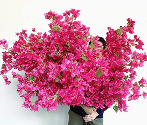 40Pcs In Bulk Artificial Bougainvillea Silk Flowers Branches Long Plant Stems 45" For Wedding Centerpieces, Bussiness Decoration Project, Indoor & Outdoor Decoration (Hot Pink - 40Pcs) #TOP2