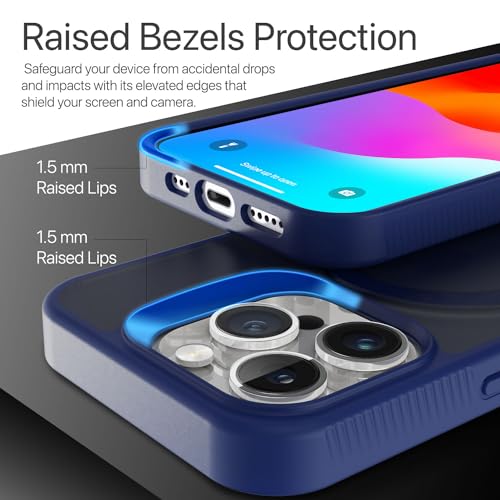 Image of Vaku Luxos Astros Magpro Back Cover Case for iPhone 15 pro with Magnetic Alloy Ring Metal Kickstand Scratch Resistant Slim Thin Military-Grade Protection Compatible with MagSafe - Blue