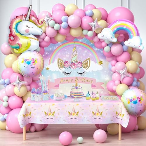 Winrayk 142Pcs Pink Unicorn Party Decorations Birthday Supplies f...