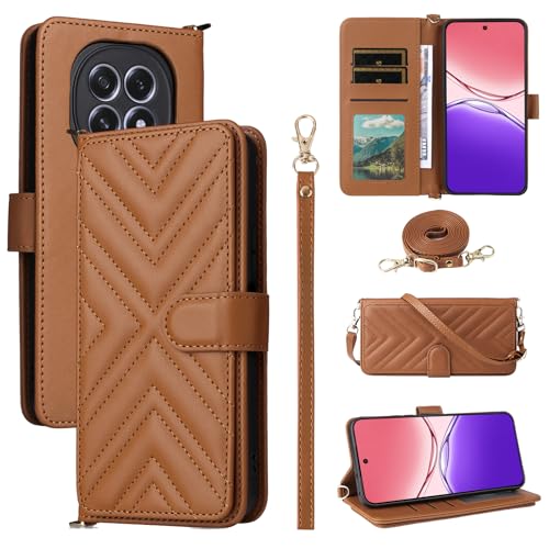Coque Oppo F29 5G BELLA BEAR, étui portefeuille en cuir marron avec béquille intégrée